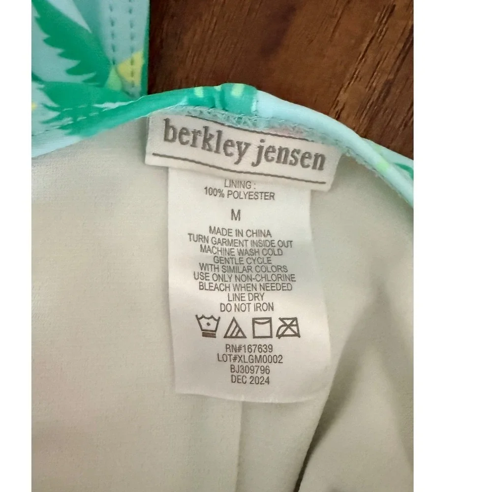 Berkley Jensen Womens Flamingo‎ Palm Tree One Piece Ruched Swimsuit Blue Size M